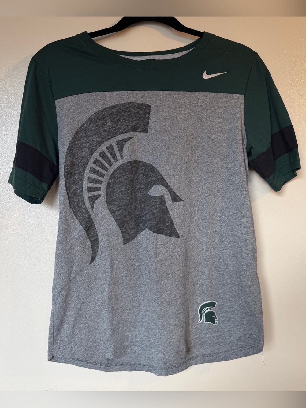 Nike Michigan State Gray & Green Short-Sleeve Logo Tee